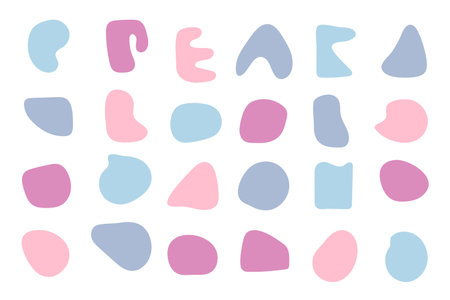 Abstract boho shapes, trendy modern organic stains silhouettes, nature simple aesthetic elements.Modern contemporary collage, various cute blobs.Isolated.Vectorのイラスト素材