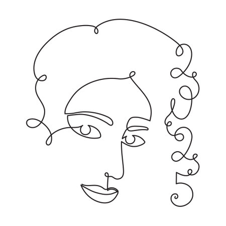 2025 and woman one line art, hand drawn lady figure continuous contour.Holiday concept,festive female celebrating.New year handwritten text, linear style, minimalist design.Editable stroke.のイラスト素材