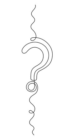 Question mark one line art, hand drawn asking sign, idea continuous contour. Query FAQ concept, finding answer. Editable stroke. Isolated.のイラスト素材