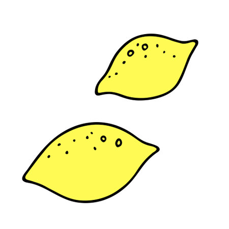 Fruit lemon, grocery shopping in the store and supermarket. Everyday shopping, farm products, natural healthy food, nutritional nutrients, buying for health, purchases for home, housekeeping, doodleのイラスト素材