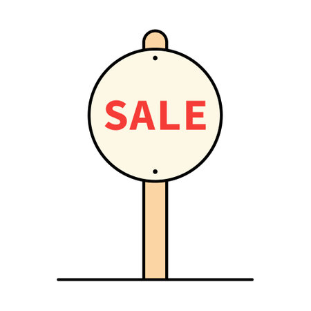 Sale sign, minimalistic discount simple banner. Retail offer, promotion advertising. Isolated. Vector illustration.のイラスト素材