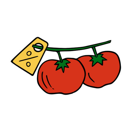 Tomato vegetable, rocery shopping in the store and supermarket.のイラスト素材