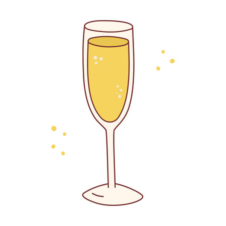 Cocktail, long drink glass for holiday celebrating. Use for decorating design festive menu. Hand-drawn doodle flat style. Editable stroke. Isolated. Vectorのイラスト素材