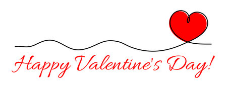 Heart one line art, hand-drawn heart, continuous contour, love concept. Feelings expression, festive enamored design romantic element Valentine's Day simple minimalist design. Editable strokeのイラスト素材