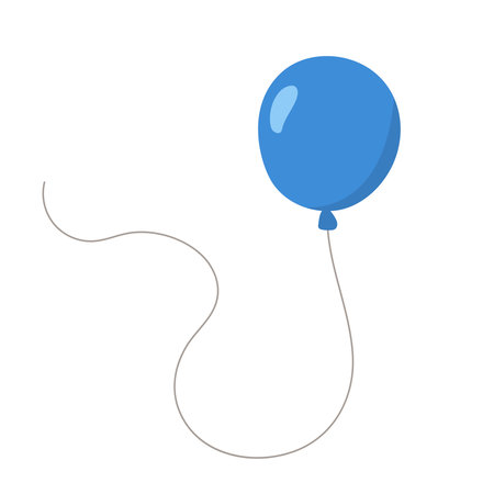 Balloon with string, decorative air-filled celebration design for party, birthday holiday flat decoration, festive symbol, event anniversary design. Isolated. Vectorのイラスト素材