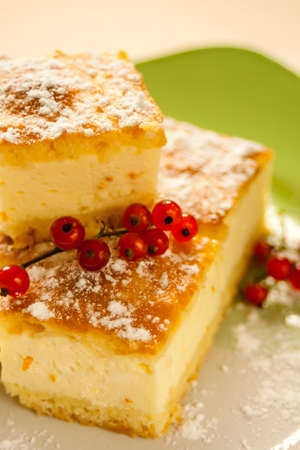 Home made Cheese cake with fruits on a plate.の写真素材