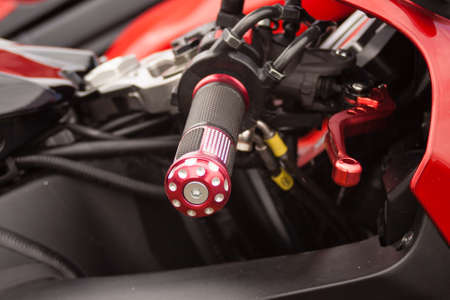 Close up of motorcycle handle.の写真素材