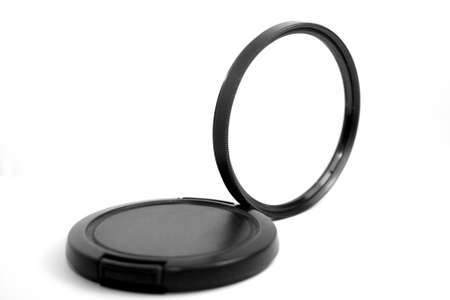 Camera polarize filter on white backgroundの写真素材