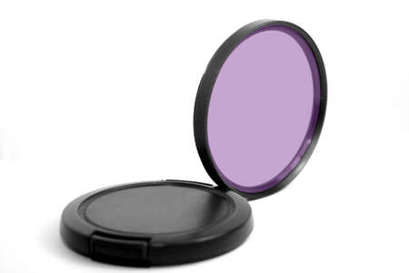 Camera polarize filter on white backgroundの写真素材