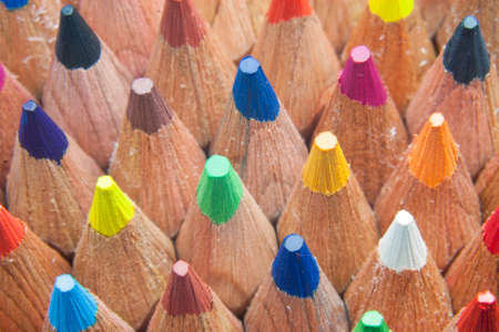 Macro detail of a set of colored pencilsの写真素材