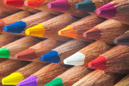 Macro detail of a set of colored pencilsの写真素材