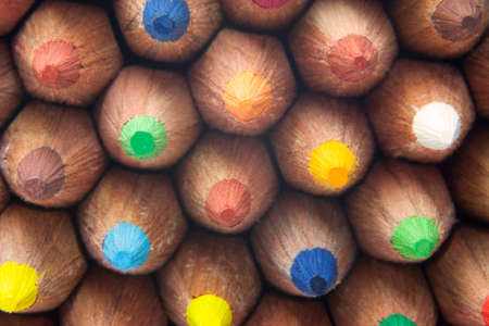 Macro detail of a set of colored pencilsの写真素材