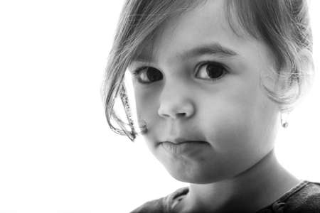 Black and white girl portraitの写真素材