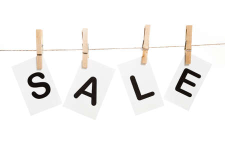 SALE message held by clothespinの写真素材