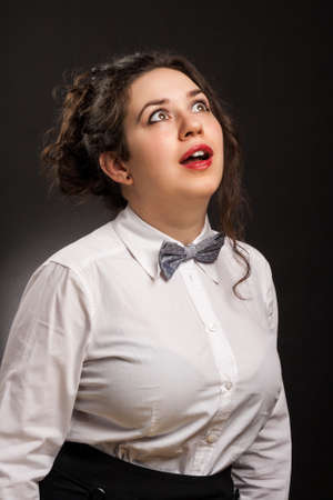 stylish astonished woman portrait の写真素材