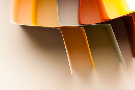 Colorful paper in unique shapes with shadow effect and selective focus.の写真素材