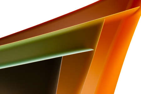 Colorful paper in unique shapes with shadow effect and selective focus.の写真素材