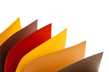 Colorful paper in unique shapes with shadow effect and selective focus.の写真素材