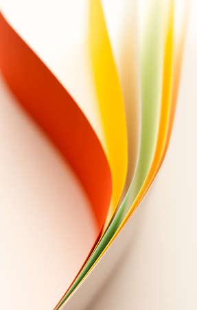 Colorful paper in unique shapes with shadow effect and selective focus.の写真素材