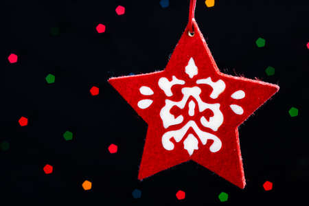 hand made red and white christmas decoration starの写真素材