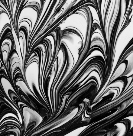 close up of black and white oil paint