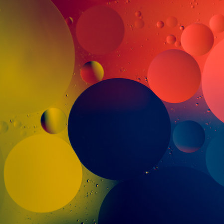 Abstract color round oil drops on water surface