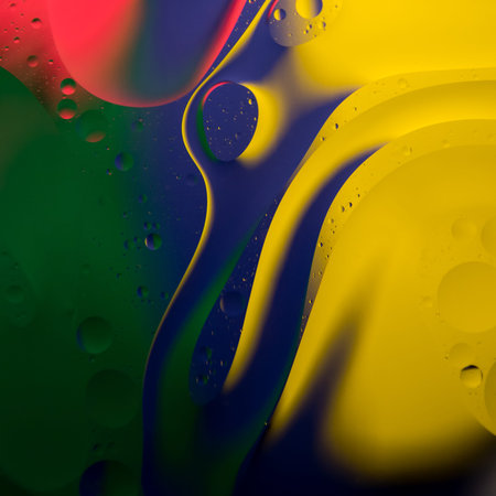 Abstract color round oil drops on water surface