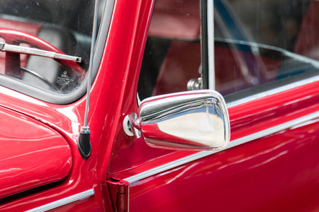 vintage old retro oldtimer classic car rearview mirrorの写真素材