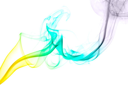 abstract color smoke flow on white backgroundの写真素材