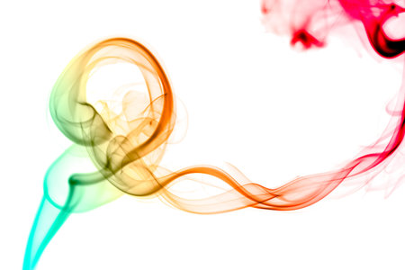 abstract color smoke flow on white backgroundの写真素材