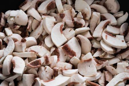 fresh healthy organic natural white chopped champignonsの写真素材