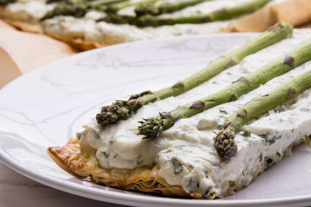 homemade fresh healthy gourmet  asparagus cheese pieの写真素材