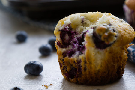fresh tasty gourmet dessert, homemade blueberry muffins