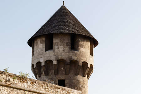 architectural detail of budapest castle in hungaryの写真素材