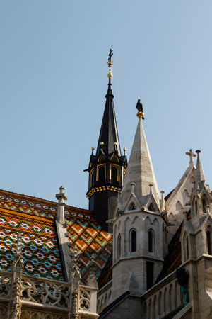 matthias church architecture detail in hungary budapestの写真素材