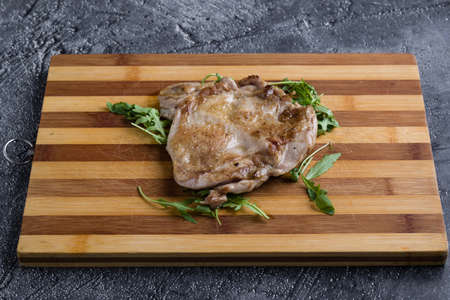 fresh delicious tasty grilled roasted juicy meat on plateの写真素材