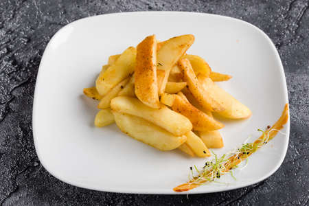 fresh healthy baked delicious baked potato on white plateの写真素材