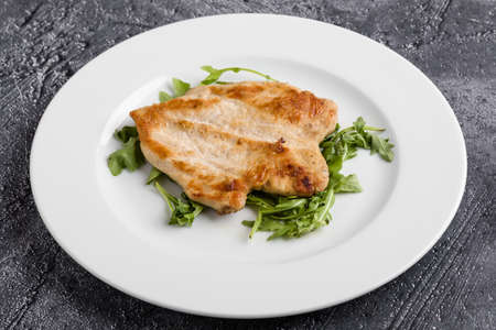 fresh delicious tasty grilled roasted juicy meat on plateの写真素材