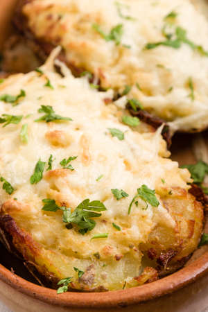 fresh healthy baked delicious baked potato on white plateの写真素材