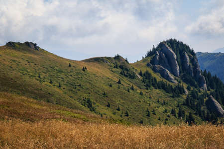beautiful mountain landscape on a sunny dayの写真素材