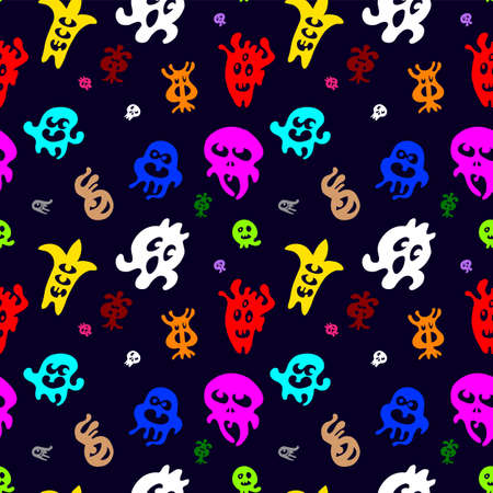 The pattern is dark holiday. Colorful spirits, fun Halloween ghosts.Vector illustrationのイラスト素材