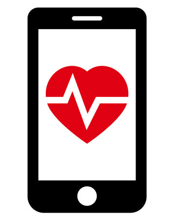 Vector icon of smartphone with heartbeat on screenのイラスト素材