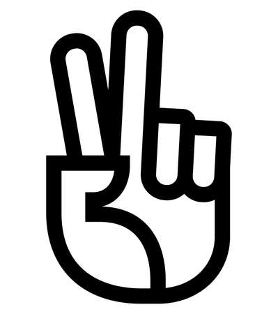 Vector icon of hand with raised and parted index and middle fingers.のイラスト素材
