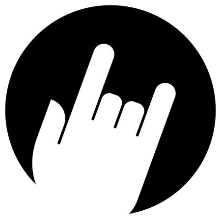 Vector sign of hand with horns gesture against black circle.のイラスト素材