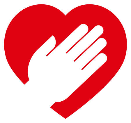 Red heart sign with white human hand.のイラスト素材