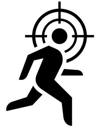 Black  sign of man running under sniper scope.のイラスト素材