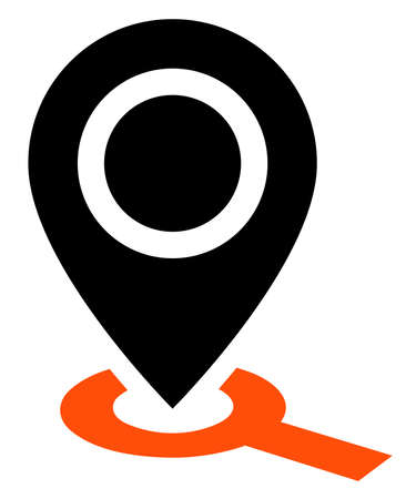 Sign of map pointer on magnifying glass.のイラスト素材