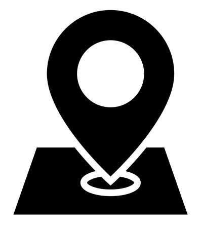 Black sign of map marker showing on map.のイラスト素材