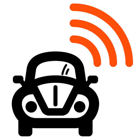 Black sign of car with orange signal access sign.のイラスト素材