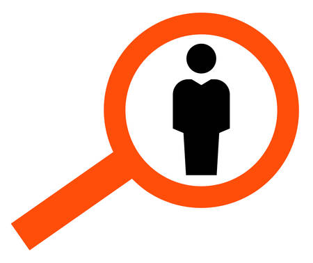 Vector sign of person under magnifying glass.のイラスト素材